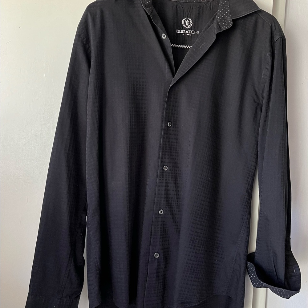 Bugatchi men’s long sleeve button-down shaped fit shirt w/flip cuff 100% cotton